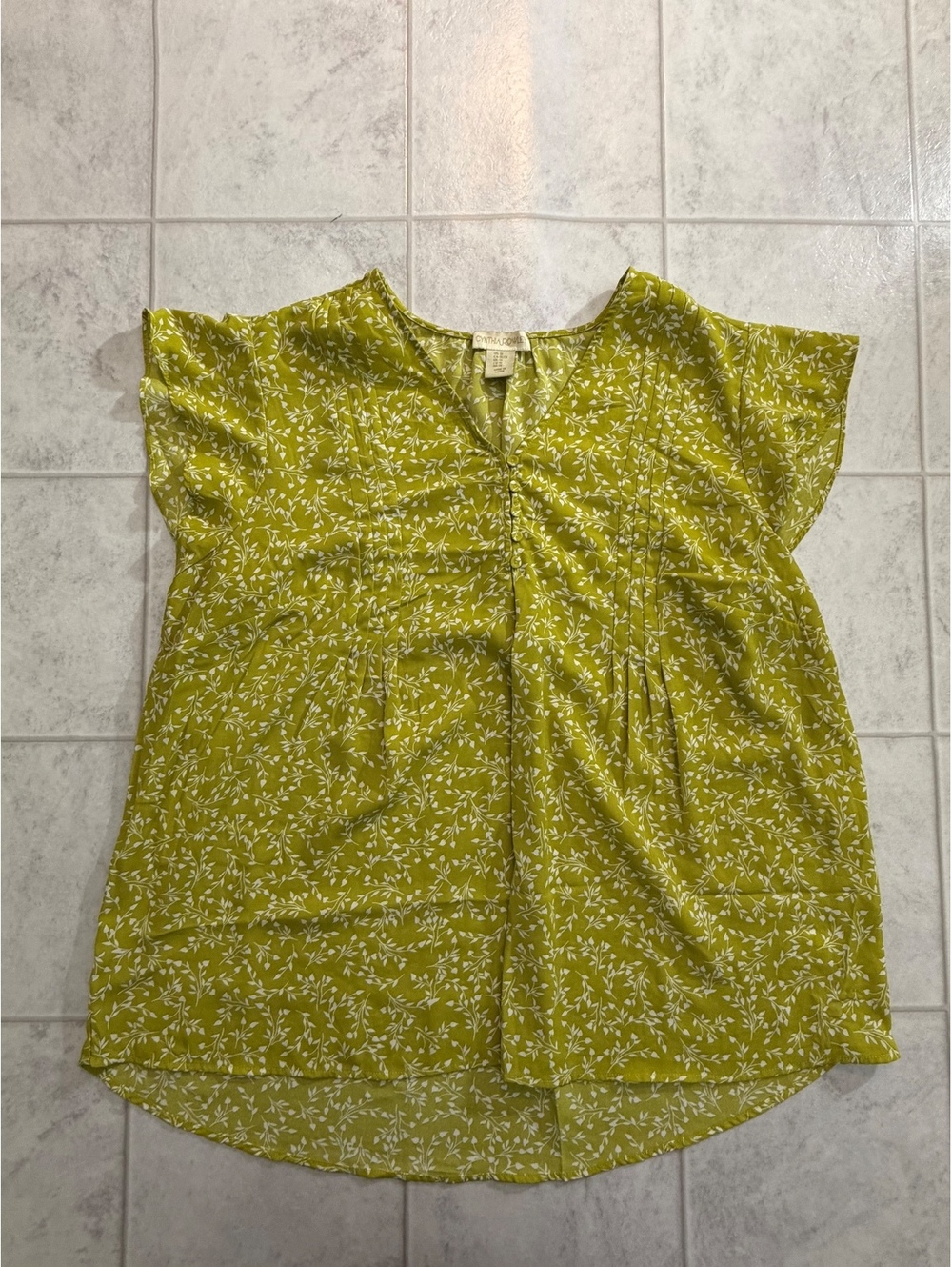 Cynthia Rowley green floral blouse